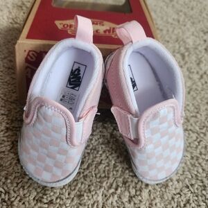 Vans Kids Pink and White Checkered Sneakers